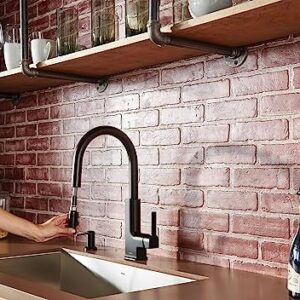 Moen Matte Black Deck Mounted Modern Soap Dispenser for Kitchen Sink with Above the Sink Refillable Bottle, 3942BL