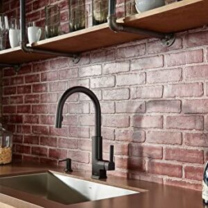 Moen Matte Black Deck Mounted Modern Soap Dispenser for Kitchen Sink with Above the Sink Refillable Bottle, 3942BL