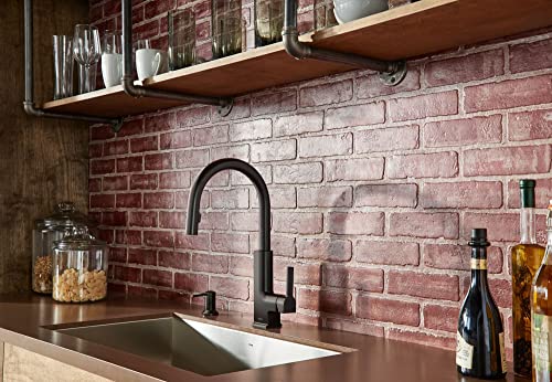 Moen Matte Black Deck Mounted Modern Soap Dispenser for Kitchen Sink with Above the Sink Refillable Bottle, 3942BL