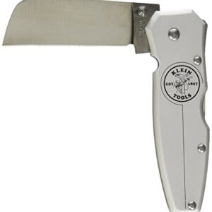Klein Tools 44007 Electricians Knife, Lightweight Lockback Knife with 2-1/2-Inch Coping Blade and Silver Handle