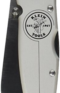 Klein Tools 44007 Electricians Knife, Lightweight Lockback Knife with 2-1/2-Inch Coping Blade and Silver Handle