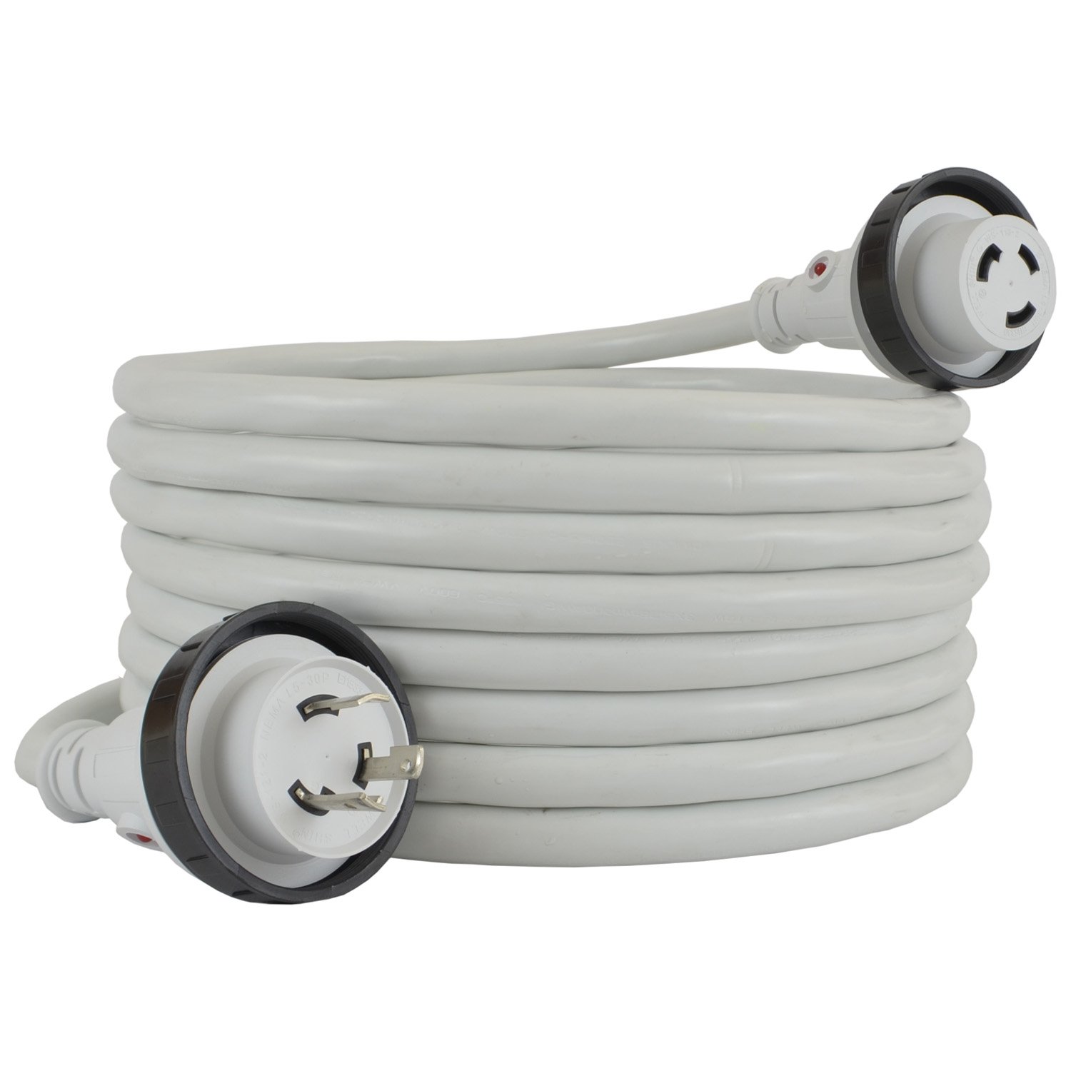 Conntek 17101-025RE Marine Shore Power 30 Amp Cordset with Light Indicator (White, 25-Feet)