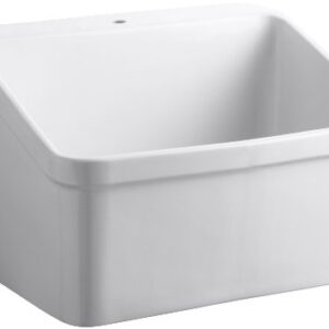 Kohler K-12793-0 Hollister Utility Sink with Single-Hole Faucet Drilling, White