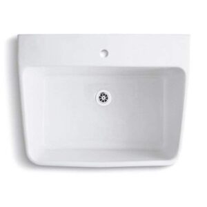 Kohler K-12793-0 Hollister Utility Sink with Single-Hole Faucet Drilling, White