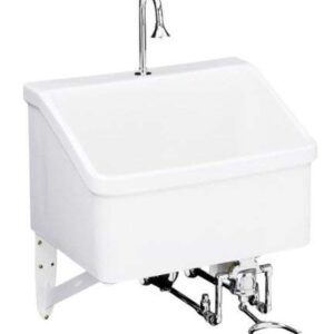 Kohler K-12793-0 Hollister Utility Sink with Single-Hole Faucet Drilling, White