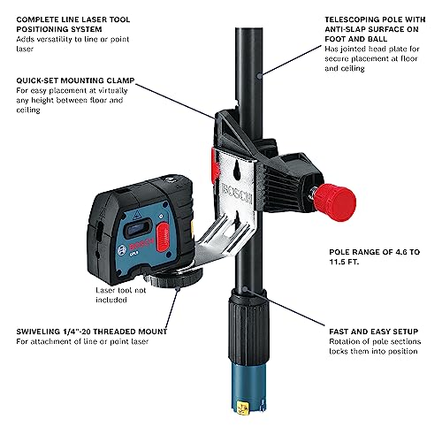 BOSCH Telescoping Pole with 1/4-Inch by 20-Inch Laser Mount BP350