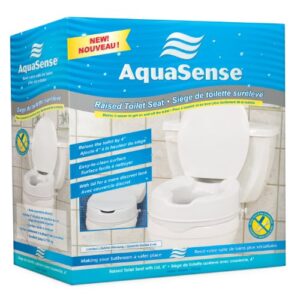 Drive Medical 770-626 AquaSense Raised Toilet Seat with Lid, Standard Seat, White