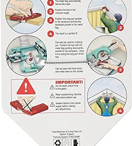 Trend Anglefix Miter Guide for Quick & Accurate Mitersaw Angle Setup, Red, ANGLEFIX