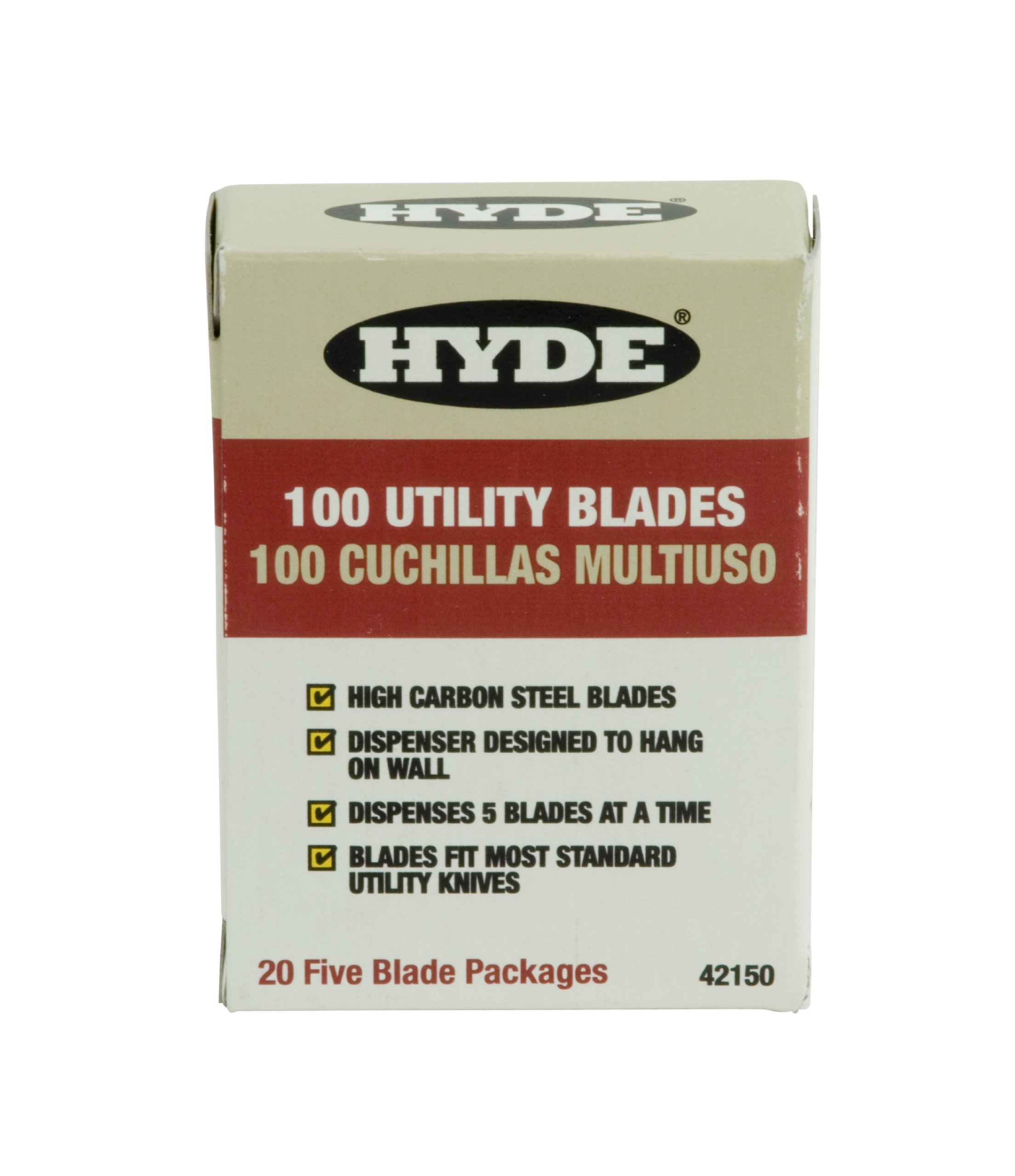 HYDE 42150 Heavy Duty (.025) Utility Blade Dispenser, 100 Blades