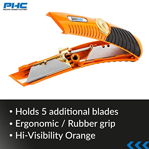 Pacific Handy Cutter QBS20 Quickblade Spring Back Utility Knife, Industrial Knife with Self-Retracting Blade Functionality, Safety Point Blade, for Boxes, Tape, Paper, Plastic Straps and much more