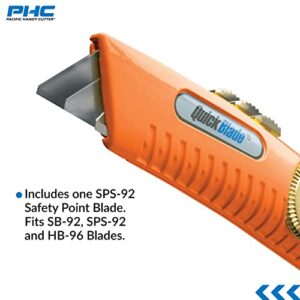 Pacific Handy Cutter QBS20 Quickblade Spring Back Utility Knife, Industrial Knife with Self-Retracting Blade Functionality, Safety Point Blade, for Boxes, Tape, Paper, Plastic Straps and much more