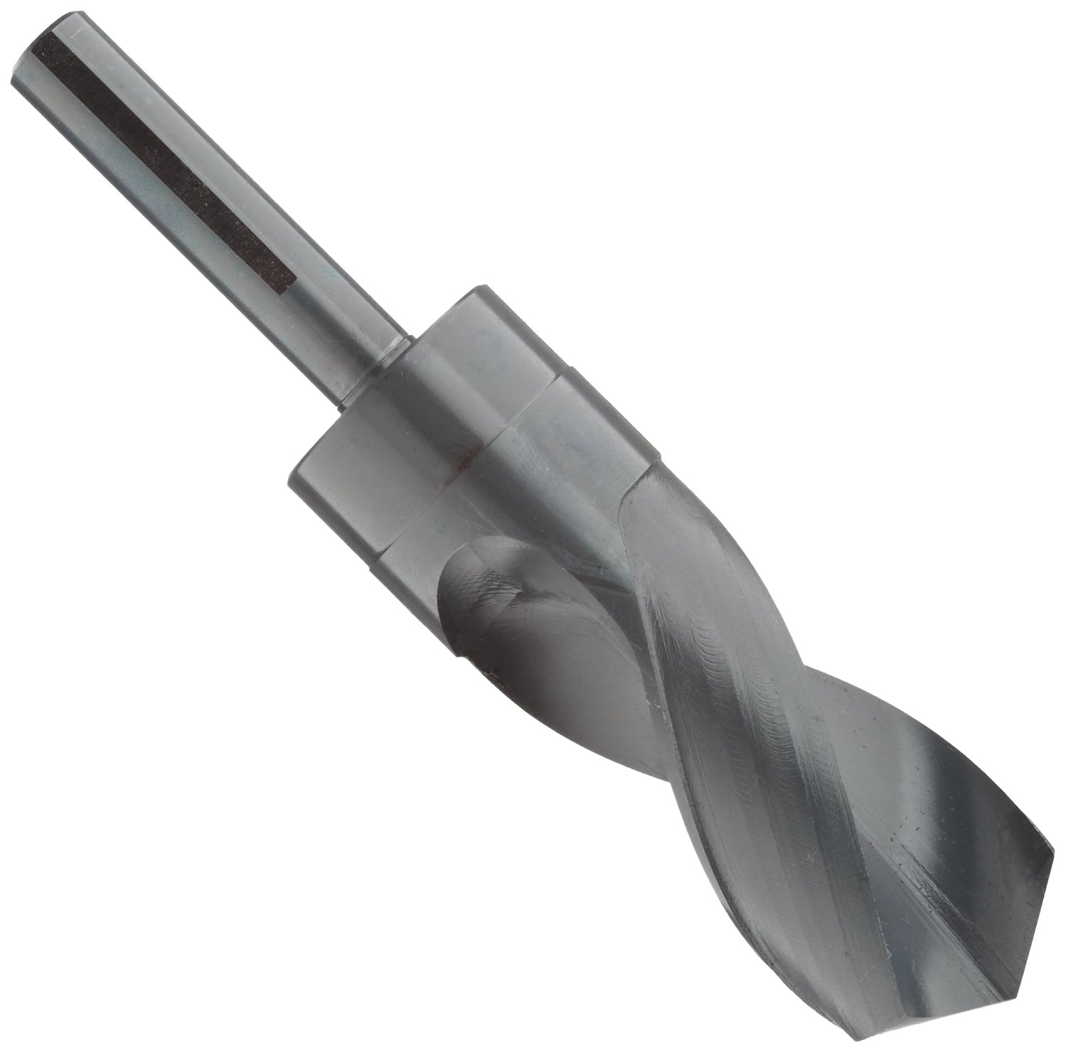 Chicago Latrobe 190F High-Speed Steel Reduced Shank Drill Bit, Black Oxide Finish, Flatted Shank, 118 Degree Conventional Point, 1-1/2" Size