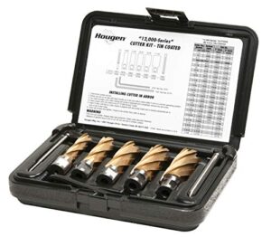 hougen 12702 "12,000-series" annular cutter kit 9/16, 11/16, 13/16, 15/16, 1-1/16" 2-inch depth of cut tin coated 3/4-inch weldon shank for magnetic drills
