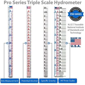 Brewing Hydrometer Alcohol Tester Kit: Beer & Wine American-Made Specific Gravity ABV Test Pro Series Traceable & Borosilicate Glass Test Tube Jar & Brush