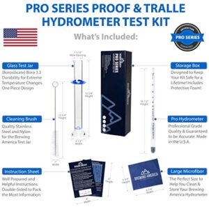 Hydrometer Alcohol Meter Test Kit: Distilled Alcohol American-Made 0-200 Proof Pro Series Traceable Alcoholmeter Tester Set with Glass Jar for Proofing Distilled Spirits - Made in America