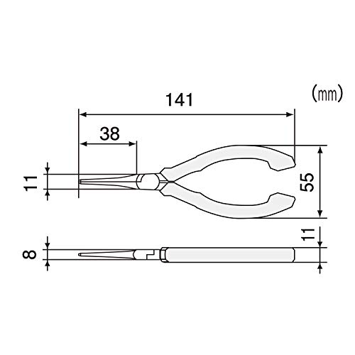 ENGINEER Compact Precision Compact Long Nose Pliers (Needle tip),Professional Grade, ESD Safe with Carbon Steel Jaws. Made in Japan. ps-03,Black,141mm