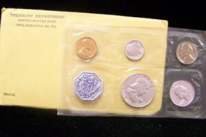 1961 p u.s. proof 5pc coin set in envelope franklin +++