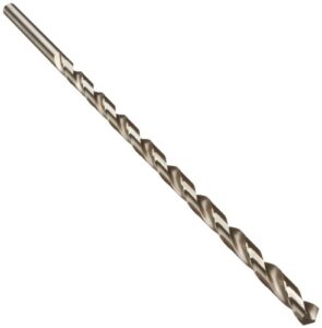 precision twist 1290 high speed steel extra long length drill bit, uncoated (bright) finish, round shank, spiral flute, 118 degree point angle, 3/8"
