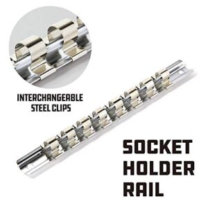 Powerbuilt Hex Bit Socket Set, 8 Piece, 3/8 Inch Drive Metric, Sizes 3-10mm, Ball End Sockets, Storage Rail - 642405