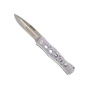 smith & wesson extreme ops ck6aeu 8.1in s.s. folding knife with 3.5in serrated drop point blade and aluminum handle for outdoor, tactical, survival and edc