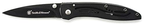 Smith & Wesson CKLPB 5.3in High Carbon S.S. Folding Knife with a 3.2in Drop Point Blade and Stainless Steel Handle for Outdoor, Tactical, Survival and EDC,Black