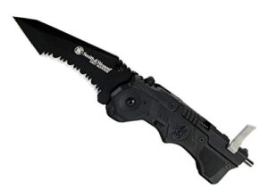 smith & wesson 1st response sw911b 8.2in high carbon s.s. assisted opening knife with 3.4in serrated tanto blade and nylon handle for outdoor, tactical, survival and edc
