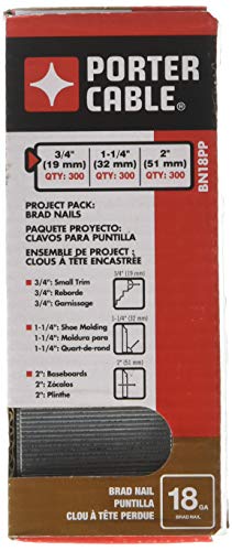 PORTER-CABLE Brad Nails, Project Pack, 18GA, 3/4 Inch - 300, 1-1/4-Inch - 300; 2-Inch - 300, 900-Pack (BN18PP)