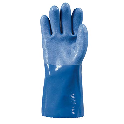 Wells Lamont Heavy Duty PVC Coated Work Gloves | Liquid/Chemical, Abrasion & Cut Resistant, Waterproof | Versatile, Flexible, Durable | Cotton Lining, Large (174L) , 12 inch Cuff , Blue