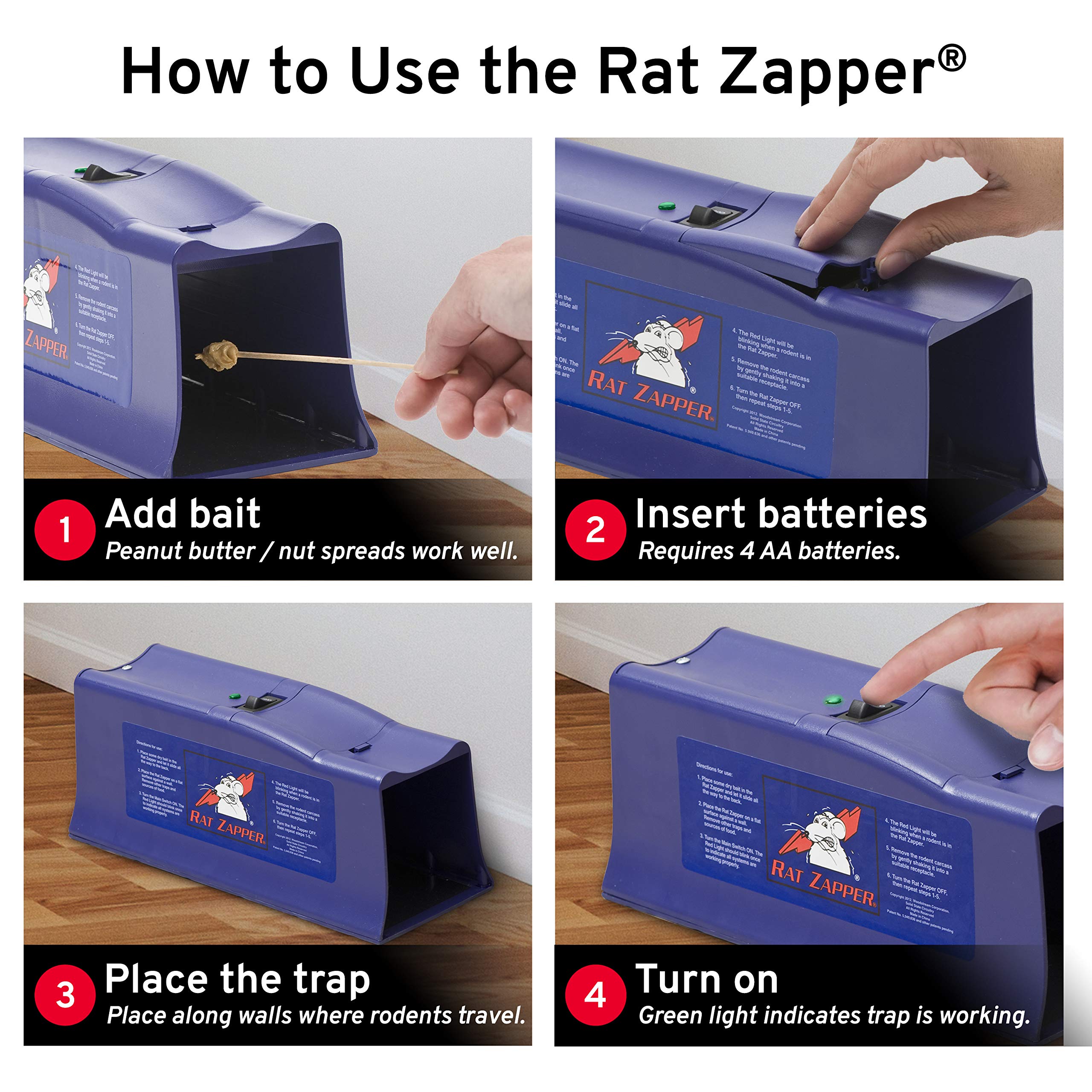 Rat Zapper Classic RZC001-4 Indoor Electronic Mouse and Rat Trap - 1 Electric Trap