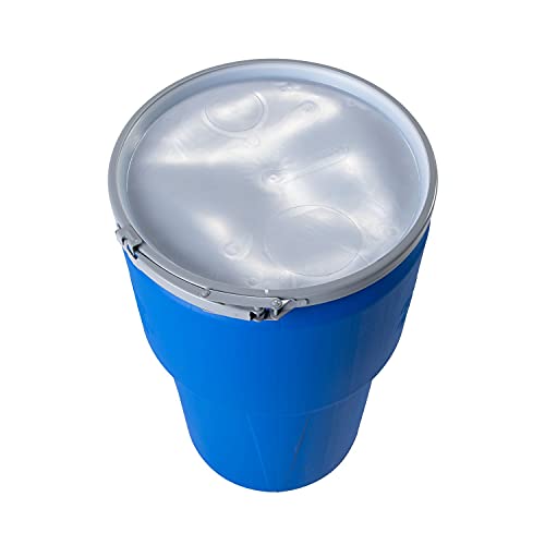 Eagle 14 Gallon High Density Polyethylene Lab Pack Barrel Drum with Metal Lever-lock Lid, 26.5" Height, 15" Diameter, Blue, 1610MB