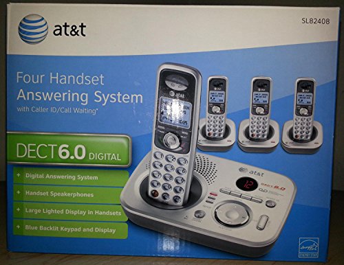 AT&T DECT 6.0 4 Silver Handset Cordless System with Caller ID/Answering Device (SL82408)