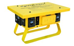 voltec 09-00376 t-slot temporary power box with 3 gfci, 50 amp, yellow