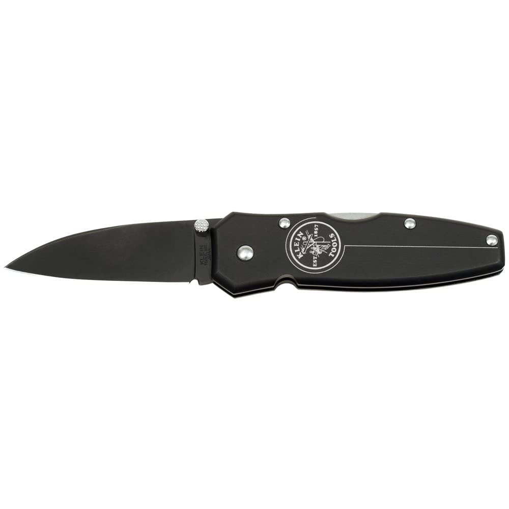 Lightweight Lockback Knife with 2-1/2-Inch Drop-Point Blade and Black Aluminum Handle Klein Tools 44001-BLK