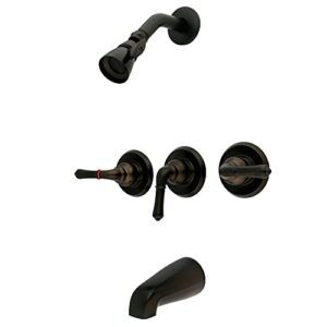 kingston brass kb235 magellan tub and shower faucet with 3-magellan handle, oil rubbed bronze,5-inch spout reach , oil-rubbed bronze