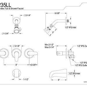 Kingston Brass KB235LL Tub and Shower Faucet with 3-Legacy Lever Handle, Oil Rubbed Bronze