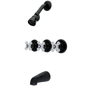 kingston brass kb235px tub and shower faucet with 3-porcelain cross handle, oil rubbed bronze,5-inch spout reach , oil-rubbed bronze