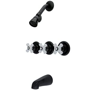 Kingston Brass KB235PX Tub and Shower Faucet with 3-Porcelain Cross Handle, Oil Rubbed Bronze,5-Inch Spout Reach , Oil-Rubbed Bronze