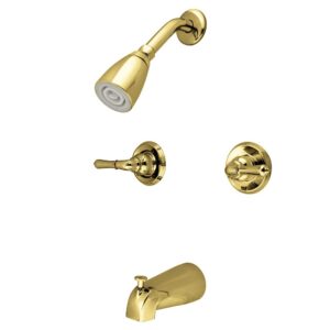 kingston brass kb242 magellan tub and shower faucet 2-magellan handle, polished brass