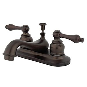 kingston brass kb605al restoration 4-inch centerset lavatory faucet with metal lever handle, oil rubbed bronze