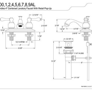 Kingston Brass KB605AL Restoration 4-Inch Centerset Lavatory Faucet with Metal lever handle, Oil Rubbed Bronze