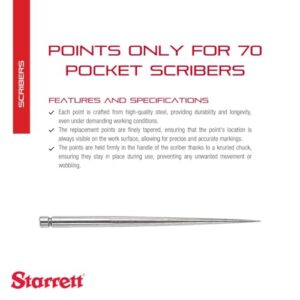 Starrett Steel Replacement Point 70A Scriber with Knurled and Nickel Plated Handle - 2-3/8" Point Length - PT02355A