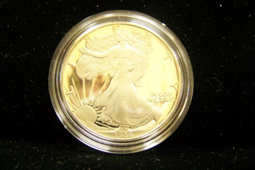 1986-S American Proof Eagle Silver Dollar W/Box & COA