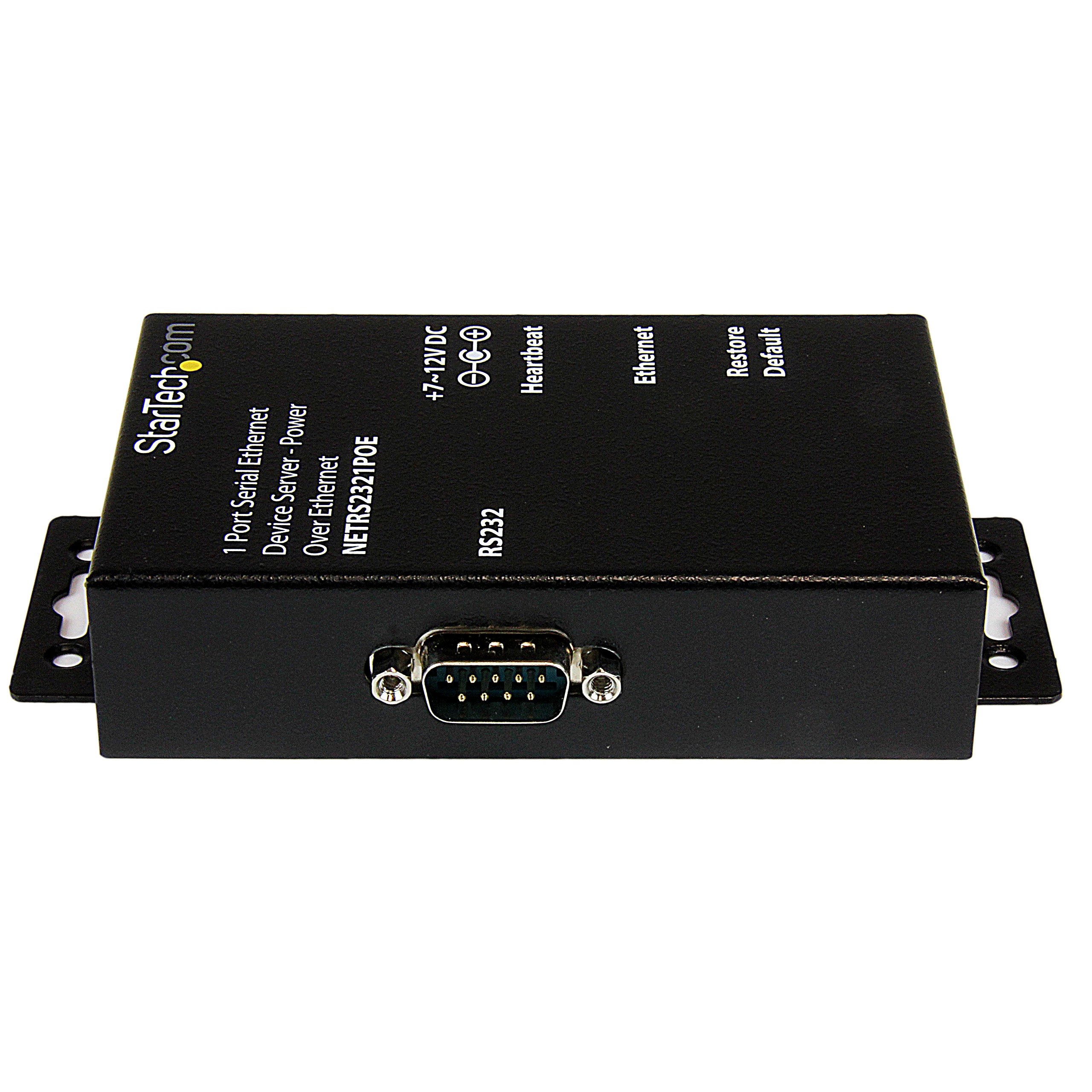 StarTech.com 1 Port RS232 Serial Ethernet Device Server - PoE Power Over Ethernet - Serial Over IP Device Server Adapter - PoE-Powered (NETRS2321POE)