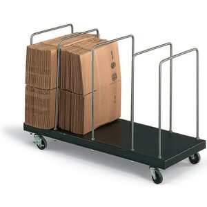 vestil ctpt-1844-ck steel portable carton cart with dividers 44 in. x 18 in. x 30 in. 400 lb. capacity black