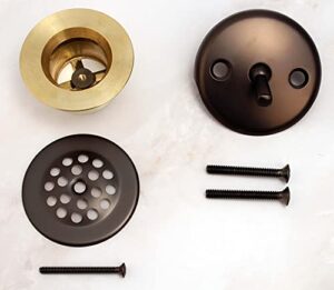 bathtub tub replacement drain trim kit - oil rubbed bronze finish, trip lever drain type, stainless steel drain cover, copper body, zinc lever plate by plumb usa