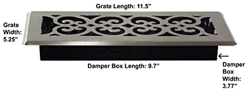 Decor Grates SPH410-NKL Scroll Floor Register, 4x10, Brushed Nickel Finish