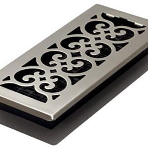 Decor Grates SPH410-NKL Scroll Floor Register, 4x10, Brushed Nickel Finish