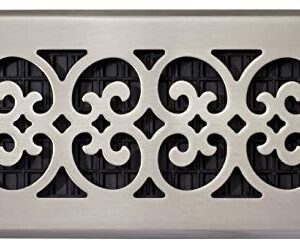 Decor Grates SPH410-NKL Scroll Floor Register, 4x10, Brushed Nickel Finish