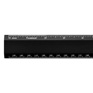 Alumicolor Aluminum Desk Ruler, 12IN, Black