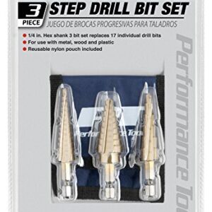 Performance Tool W9003 3-Piece Step Drill Set